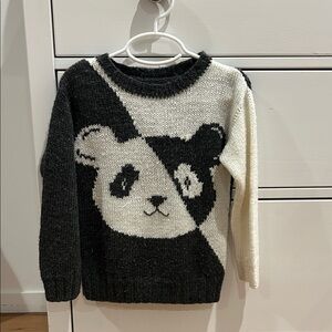 Kids Panda Sweater - Black and White